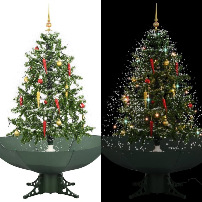 Arbre de Noël neigeux avec base de parapluie Vert 140 cm 543538543538