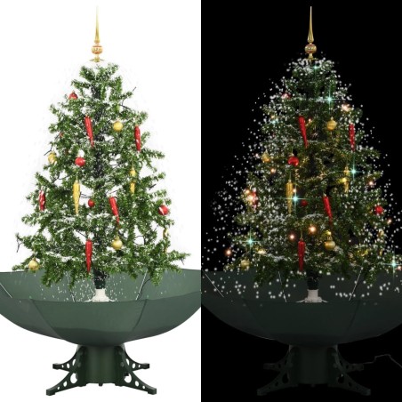 Arbre de Noël neigeux avec base de parapluie Vert 140 cm 543538543538