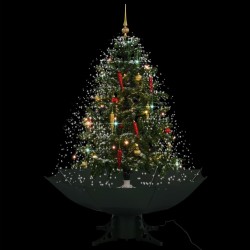 Arbre de Noël neigeux avec base de parapluie Vert 140 cm 543538543538