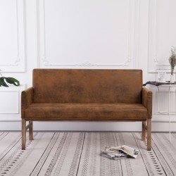 Banc avec accoudoir 140 cm Marron Similicuir daim 543625543625