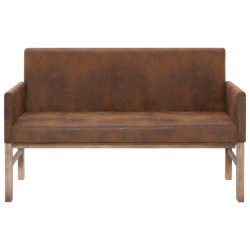Banc avec accoudoir 140 cm Marron Similicuir daim 543625543625