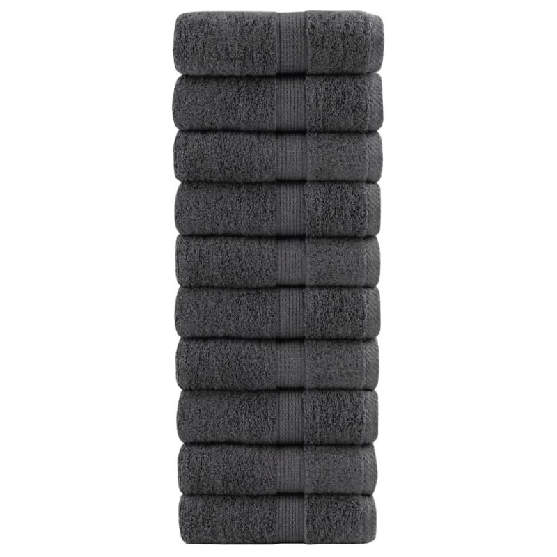 Serviettes de toilette premium SOLUND 10 pièces Anthracite 30 x 30 cm 600 g/m² 543629543629