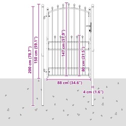 Portail de clôture avec pointes Noir 100 x 200 cm 543657543657