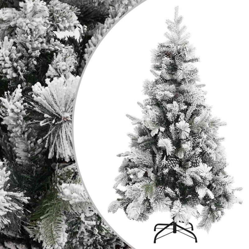 Sapin de Noël à flocons de neige et pommes de pin 195 cm PVC/PE 543659543659
