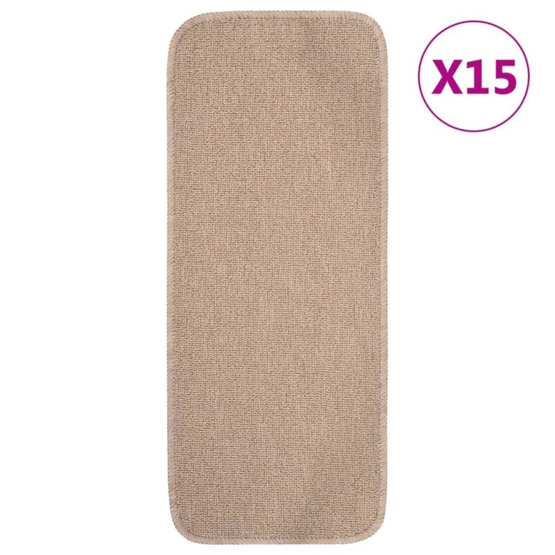 Tapis escalier antidérapants 15 pcs 60x25cm Beige Rectangulaire 543669543669