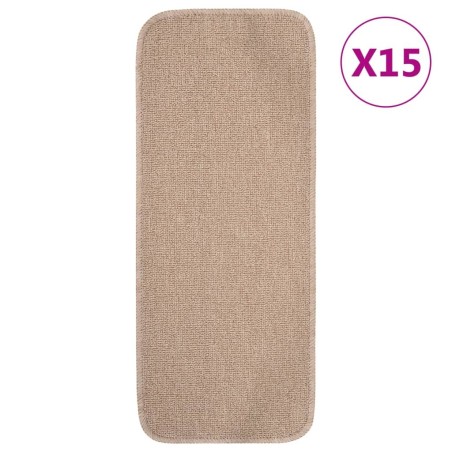 Tapis escalier antidérapants 15 pcs 60x25cm Beige Rectangulaire 543669543669