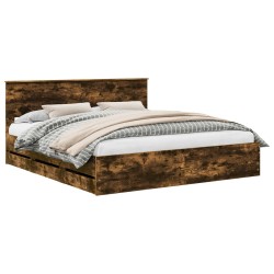 Cadre de lit Chêne fumé 200 x 200 cm Bois Ingénierie 543687543687