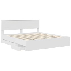 Cadre de lit avec tiroir Blanc 200 x 200 cm Bois Ingénierie 543691543691