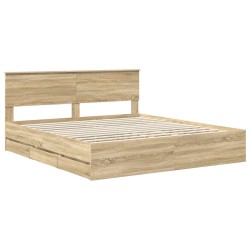 Cadre de lit Chêne Sonoma 200 x 200 cm Bois Ingénierie 543693543693