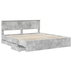 Cadre de lit Gris béton 200 x 200 cm Bois Ingénierie 543698543698