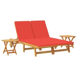 Transat avec coussin Rouge Bois d'Acacia Massif 543701543701