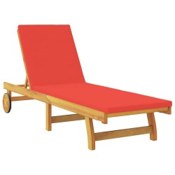 Transat avec coussin Rouge Bois d'Acacia Massif 543701543701