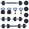 Set d'haltères 4-en-1 30kg Noir et Bleu Ciment et sable de fer 543704543704