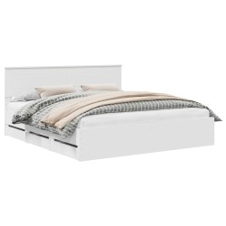 Cadre de lit avec tiroir Blanc 180 x 200 cm Bois Ingénierie 543708543708