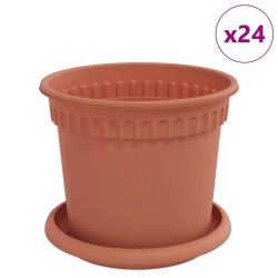 Pots de plantes 24 pcs Rouge brique Ø 15 x 12 cm Plastique 543715543715