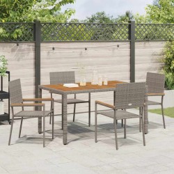 Chaises empilables de jardin 4 pcs Gris et marron 543720543720