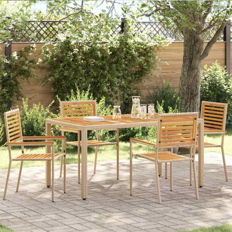 Chaises empilables de jardin 4 pcs Marron et beige 543721543721