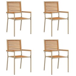 Chaises empilables de jardin 4 pcs Marron et beige 543721543721