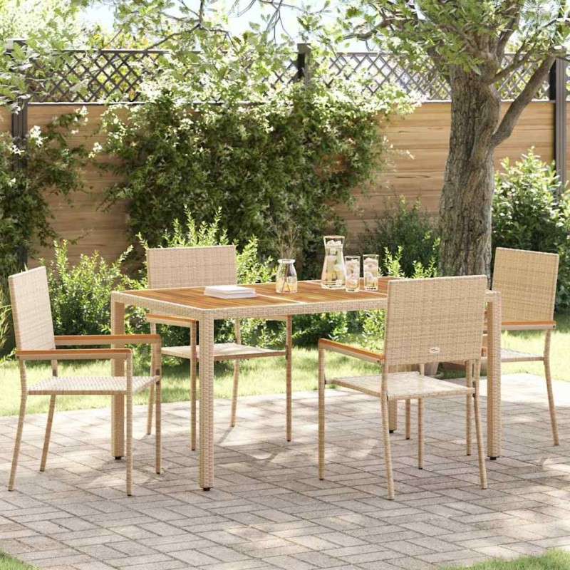 Chaises empilables de jardin 4 pcs Crème et marron 543728543728