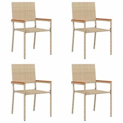 Chaises empilables de jardin 4 pcs Crème et marron 543728543728