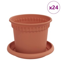 Pots de plantes 24 pcs Rouge brique Ø 12,5 x 10 cm Plastique 543771543771
