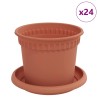 Pots de plantes 24 pcs Rouge brique Ø 12,5 x 10 cm Plastique 543771543771