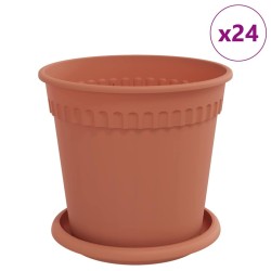 Pots de plantes 24 pcs Rouge brique Ø 17 x 14 cm Plastique 543772543772