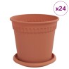 Pots de plantes 24 pcs Rouge brique Ø 17 x 14 cm Plastique 543772543772
