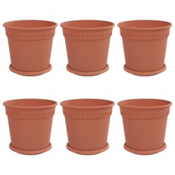 Pots de plantes 6 pcs Rouge brique Ø 19 x 16 cm Plastique 543831543831