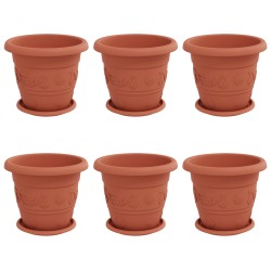 Pots de plantes 6 pcs Rouge brique Ø 26 x 21.5 cm Plastique 543832543832