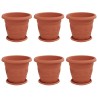 Pots de plantes 6 pcs Rouge brique Ø 26 x 21.5 cm Plastique 543832543832