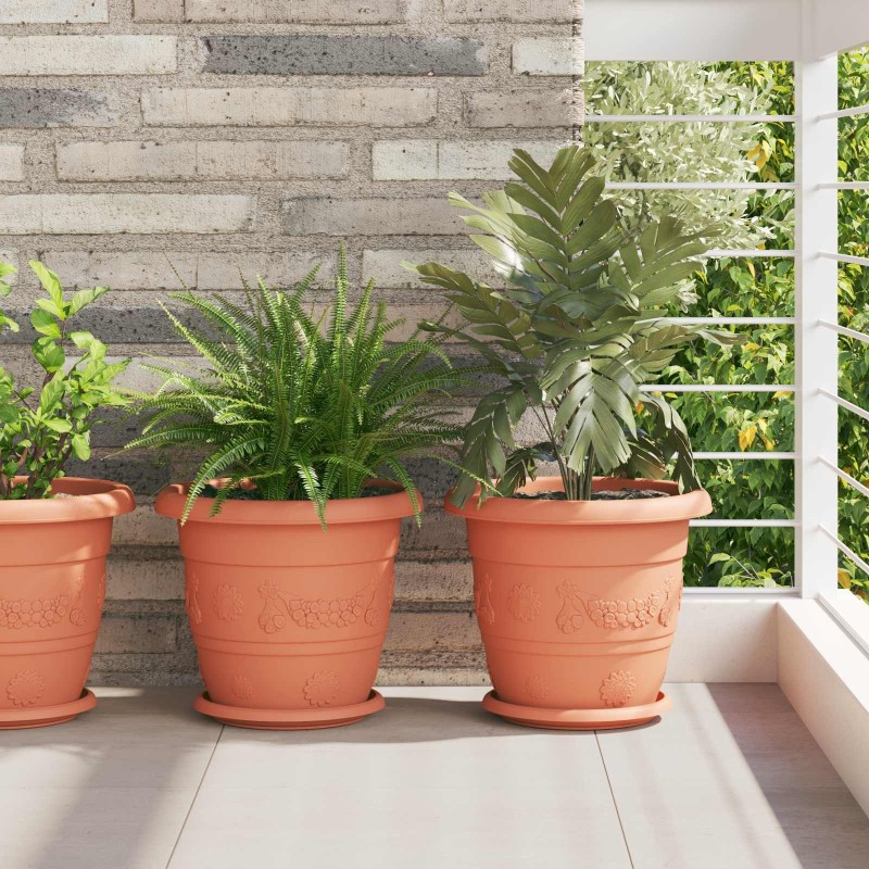 Pots de plantes 24 pcs Rouge brique Ø 30 x 25 cm Plastique 543833543833