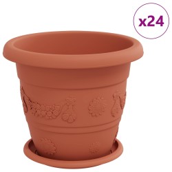 Pots de plantes 24 pcs Rouge brique Ø 26 x 21.5 cm Plastique 543836543836
