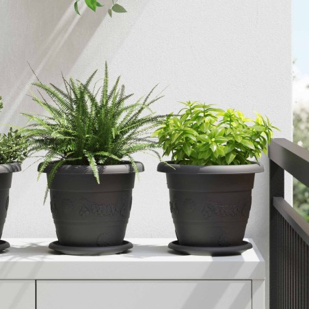 Pots de plantes 24 pcs Noir Ø 22 x 18 cm Plastique 543837543837