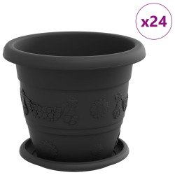 Pots de plantes 24 pcs Noir Ø 22 x 18 cm Plastique 543837543837