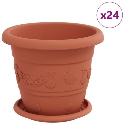 Pots de plantes 24 pcs Rouge brique Ø 22 x 18 cm Plastique 543841543841