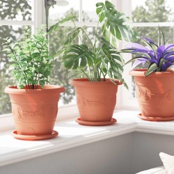 Pots de plantes 24 pcs Rouge brique Ø 22 x 18 cm Plastique 543841543841