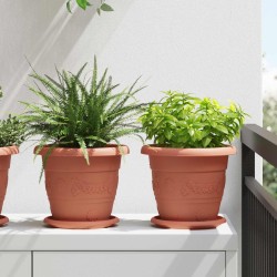 Pots de plantes 6 pcs Rouge brique Ø 22 x 18 cm Plastique 543842543842