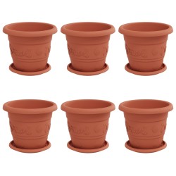 Pots de plantes 6 pcs Rouge brique Ø 22 x 18 cm Plastique 543842543842