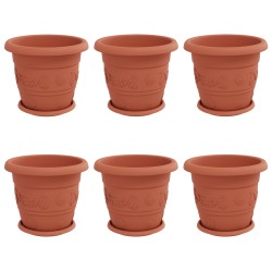 Pots de plantes 6 pcs Rouge brique Ø 30 x 25 cm Plastique 543844543844