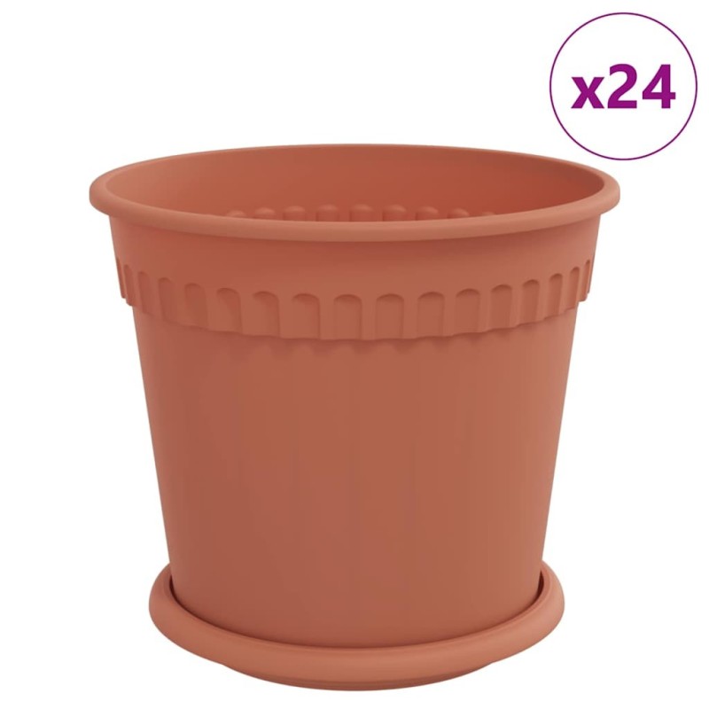 Pots de plantes 24 pcs Rouge brique Ø 19 x 16 cm Plastique 543846543846
