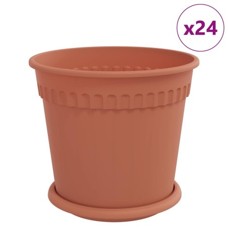 Pots de plantes 24 pcs Rouge brique Ø 19 x 16 cm Plastique 543846543846