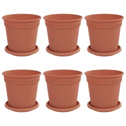 Pots de plantes 6 pcs Rouge brique Ø 17 x 14 cm Plastique 543852543852