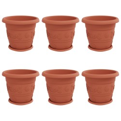 Pots de plantes 6 pcs Rouge brique Ø 34 x 28 cm Plastique 543858543858