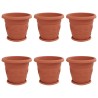 Pots de plantes 6 pcs Rouge brique Ø 34 x 28 cm Plastique 543858543858