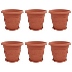 Pots de plantes 6 pcs Rouge brique Ø 39 x 32 cm Plastique 543866543866