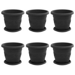 Pots de plantes 6 pcs Noir Ø 22 x 18 cm Plastique 543875543875