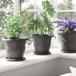 Pots de plantes 6 pcs Noir Ø 22 x 18 cm Plastique 543875543875