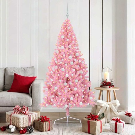 Sapin de Noël artificiel pré-éclairé Rose 180 cm PVC 543889543889