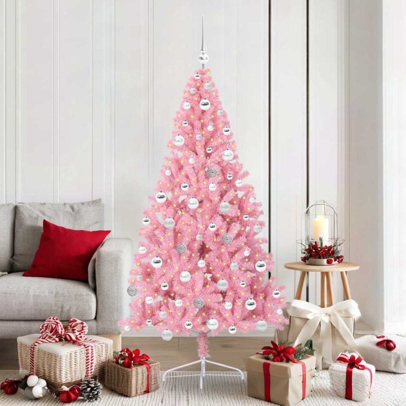 Sapin de Noël artificiel pré-éclairé Rose 180 cm PVC 543891543891